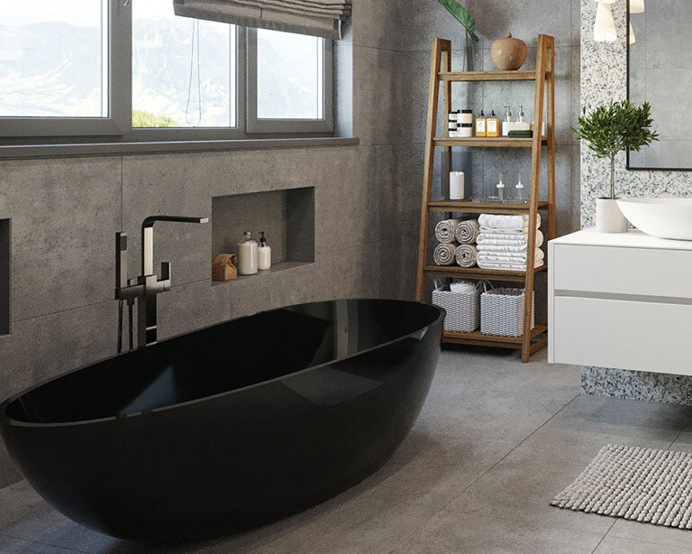 BW-01-XL-Blk-Freestanding Tub