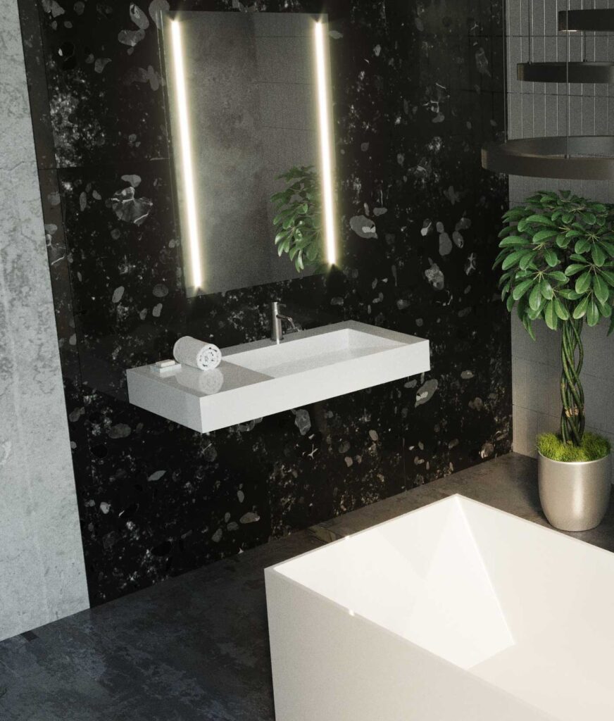 Solid Surface Wall Mounted Bathroom Sink Model WT-04-A | Badeloft USA